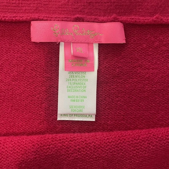 Lilly Pulitzer Lizona Red Sweater Mini Skirt XL Gold Button Detail - Picture 2 of 7